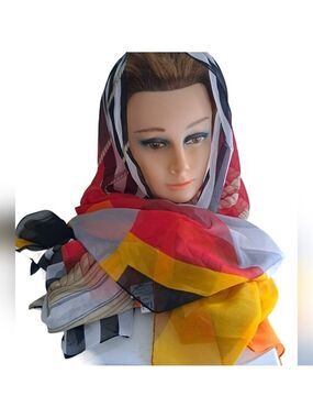 LARIOSETA COMO color block stripe abstract LARGE scarf polyester ITALY coastal